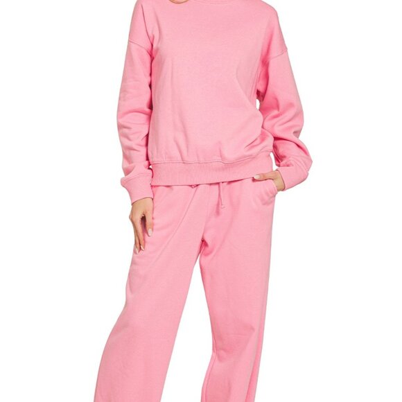 Zenana Fleece Long Sleeve Top and Sweatpants Set - Picture 1 of 3